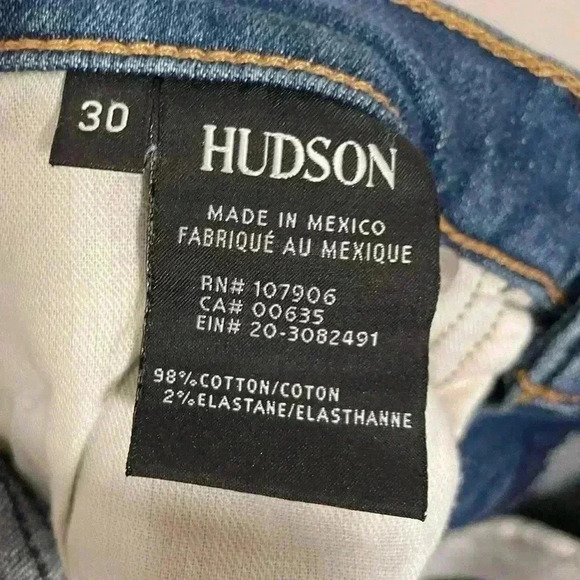 Hudson Distressed High Rise Zoeey Straight Crop Blue Jeans Womens Size 30 - Picture 6 of 8
